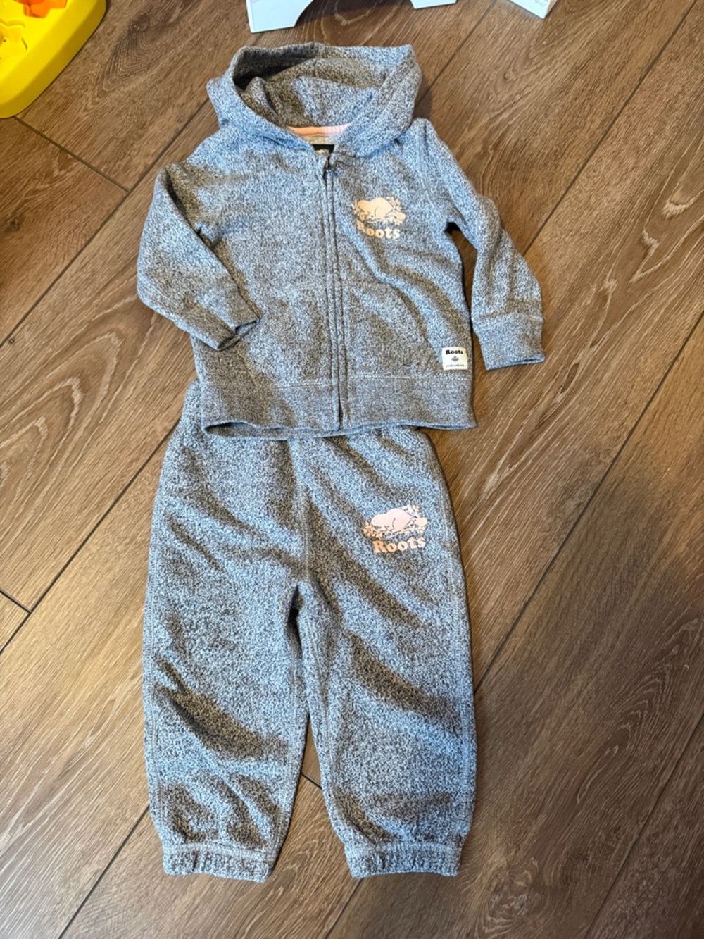 Roots Heather Grey Kids Zip Hoodie & Joggers Set